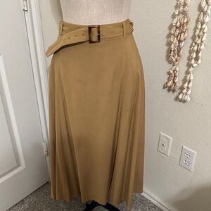 Veronica Beard Camel A-Line Skirt with Belt